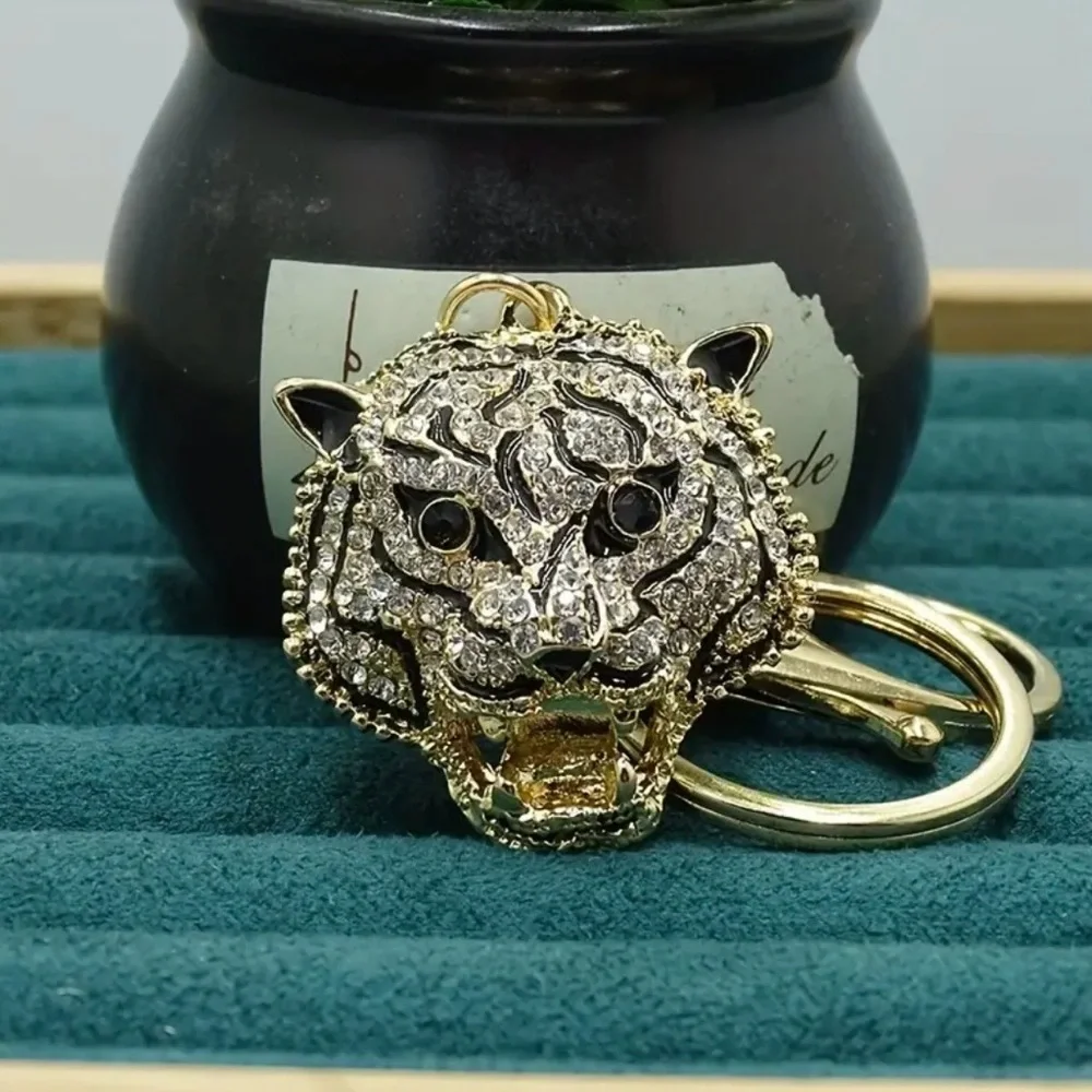 Gold and Silver Tiger Keychain, NEW